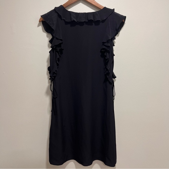 Club Monaco NWT Kiefira Mini Dress in Black, 100% Silk, Ruffles Side Ties, 2 - Picture 8 of 12